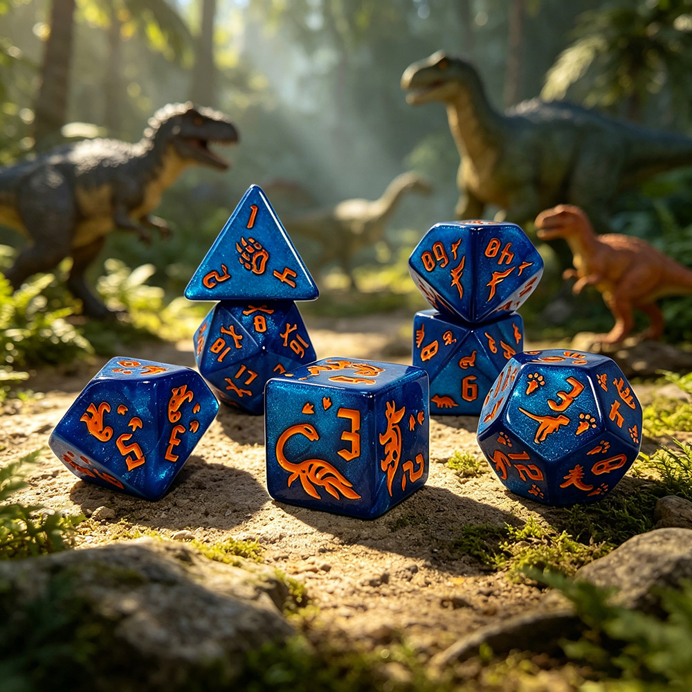 Board Game Pandemic - 7-delige Jurassic Ocean Blue Dinosaur gegraveerde